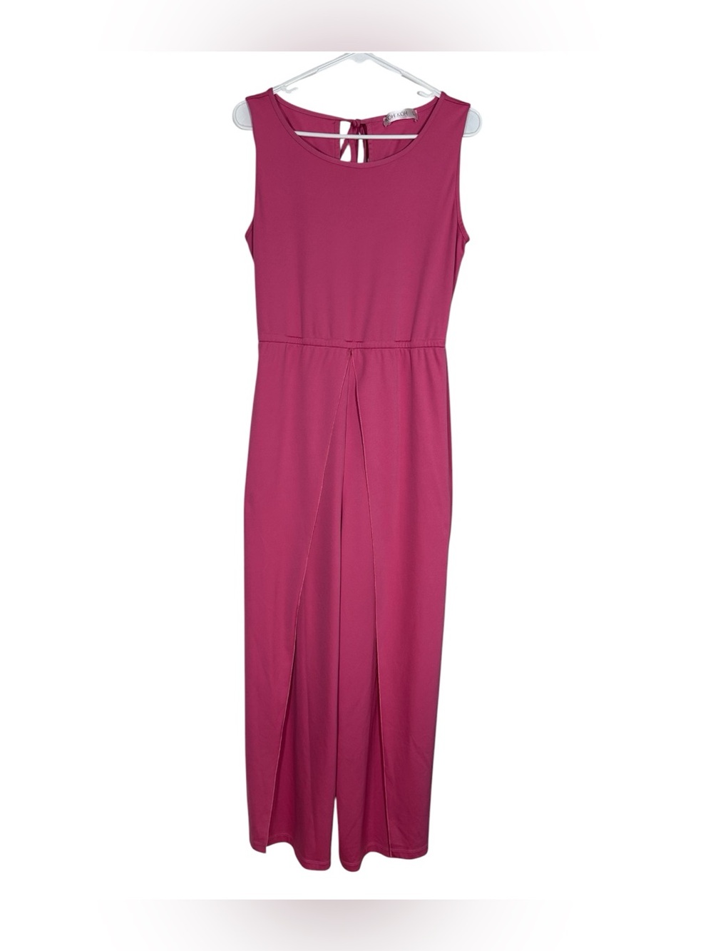 KOH KOH NT147 Pink Wide Leg Split Front Jumpsuit Large Glamoratti Quiet Luxury